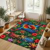Floral Garden Theme Crystal Velvet Rug Personalized Custom Name Text Soft Floor Mat Home Decor
