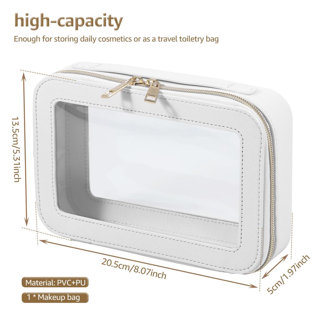 Small Cosmetic Bag PVC Clear Makeup Bag with Zipper Travel Waterproof Toiletry Bag Multifunctional Square Women Item Organizer