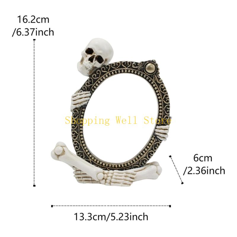 KX4B Gothic Skeleton Frame Resin Ornament Skull Picture Frame Decoration For Holiday