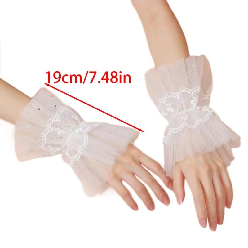 Mehrschichtige falsche Ärmel mit Rüschenspitze für Damen, Handgelenksmanschetten, abnehmbare Kunstärmel, elastische Handmanschetten, dekorative Ärmel