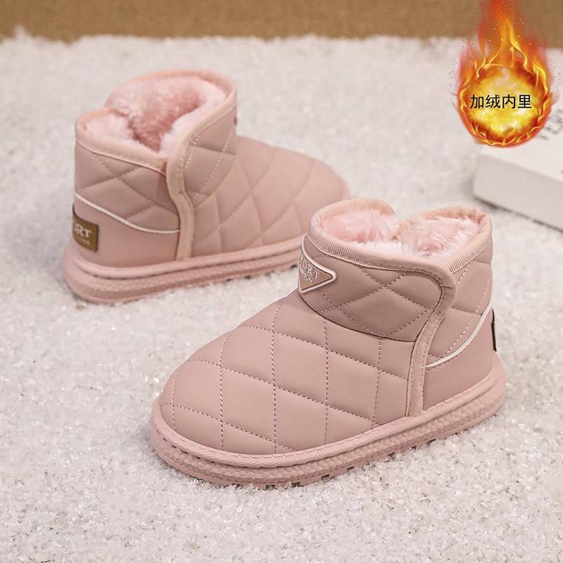 Children's snow boots Girls' cotton boots Fleece thickened warm short wool boots Lightweight medium and small children's Korean version snow cotton