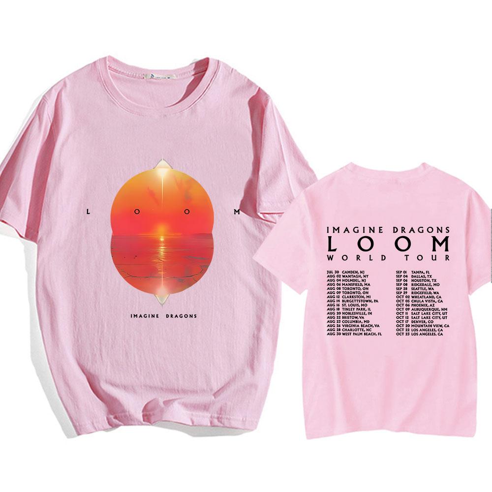 Imagine-Dragons Loom World Tour T-shirt Short Sleeve Round Neck Tee-shirt Hip Hop Graphic Printing Streetwear Tshirts Cotton Tee
