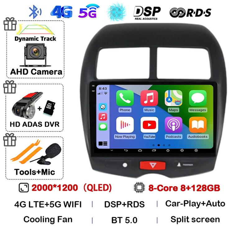 Android 14 Auto Car Radio Carplay For Mitsubishi ASX 1 2010 - 2017 Multimedia Video Player Navigation GPS 2 Din DVD Head Unit 4G