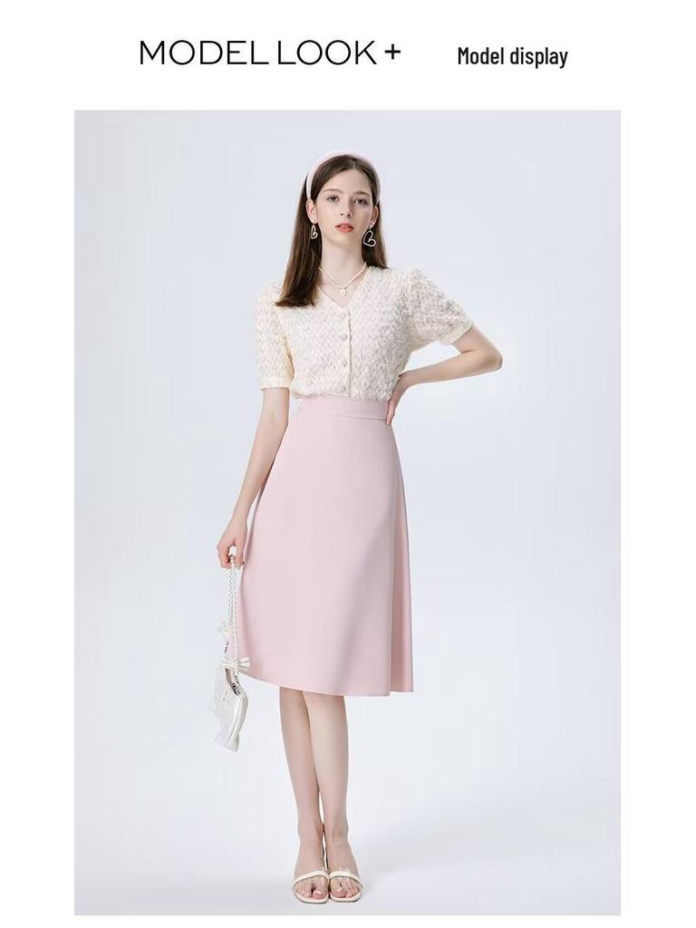 2024 Summer High Waist A-Line Midi Skirt: Ladylike, Slimming & Chic