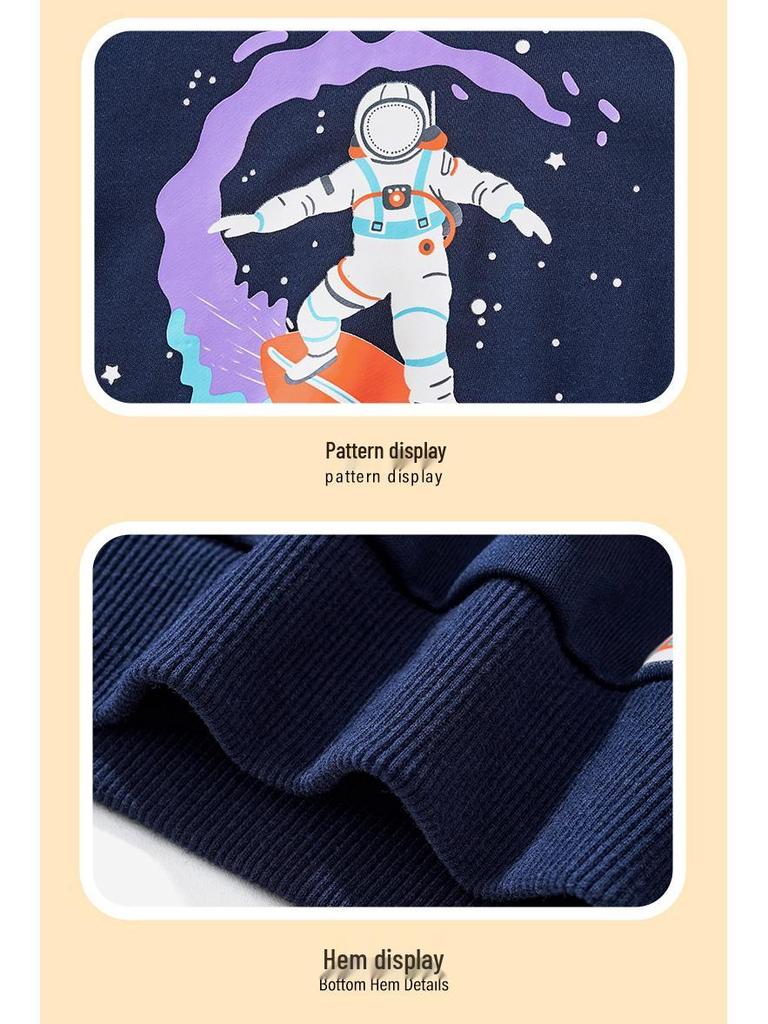 Luminous Astronaut Print Boys' Round Neck Sweatshirt - Autumn Collection