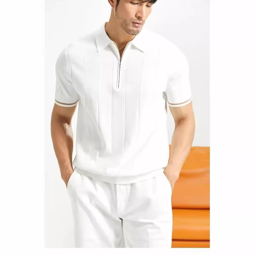 New Arrival Men's Summer Ice Silk Breathable Anti-Wrinkle Light Business Casual Lapel Short-Sleeve Polo Shirt