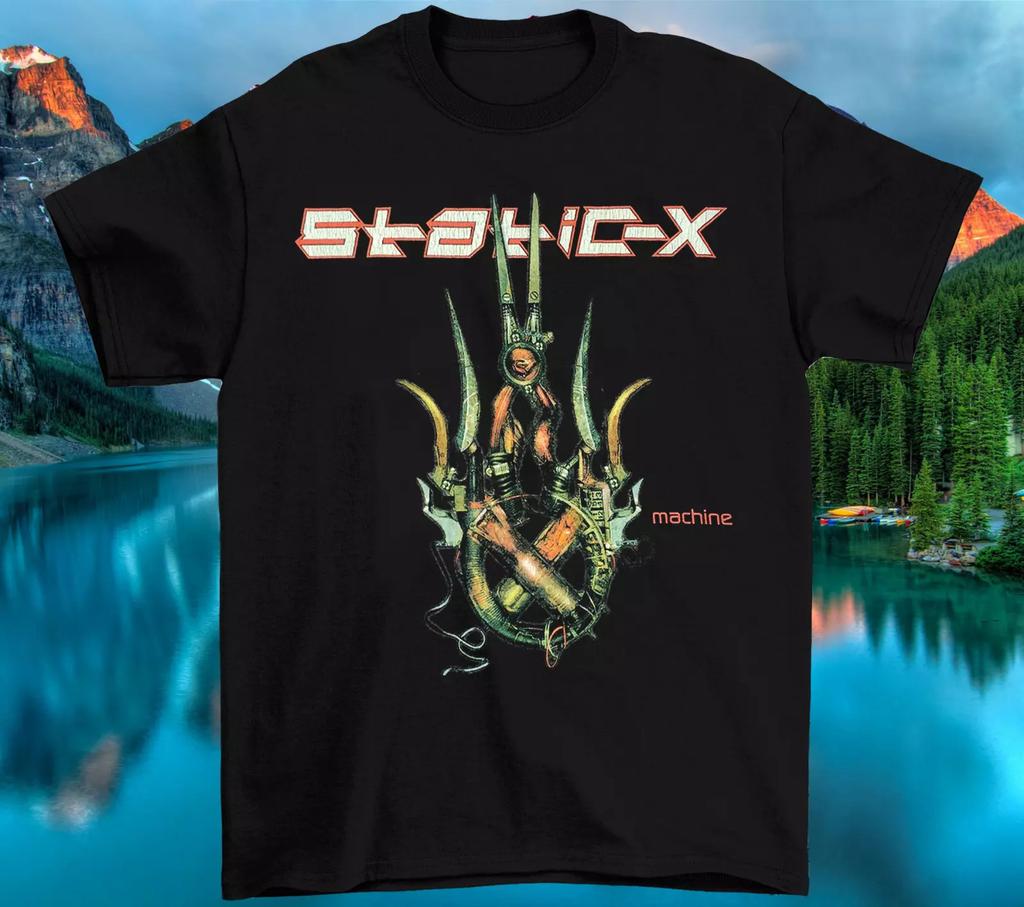 STATIC-X KAPELA MACHINE ČERNÉ BAVLNĚNÉ Tričko Plná Velikost S-5XL Unisex Tričko