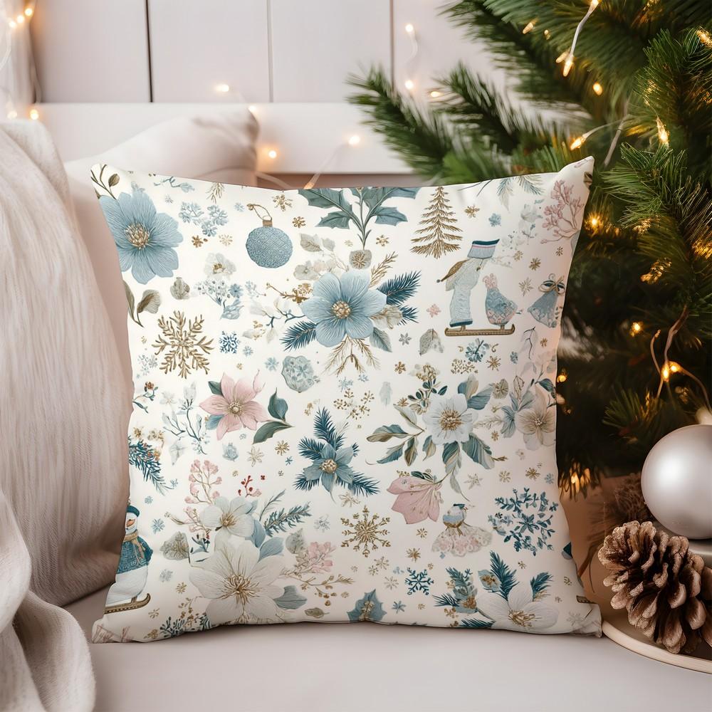 Home Decor Colorful Christmas Reindeer Decorative Pillow Cover Pattern Cushion Cover Suitable for Sofa Bedroom Car Pillow Cover