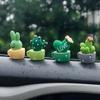 Mini Cactus Potted Car Ornaments Car Dashboard Cartoon Cactus Themed Interior Decoration Ornaments Green Plant Potted Decoration