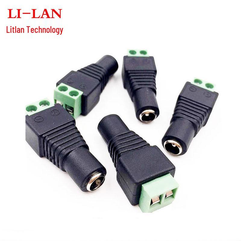 5.5x2.1mm Solderless DC Power Connector Kit: Female Plug & Male to Green Terminal for 12V Surveillance Camera