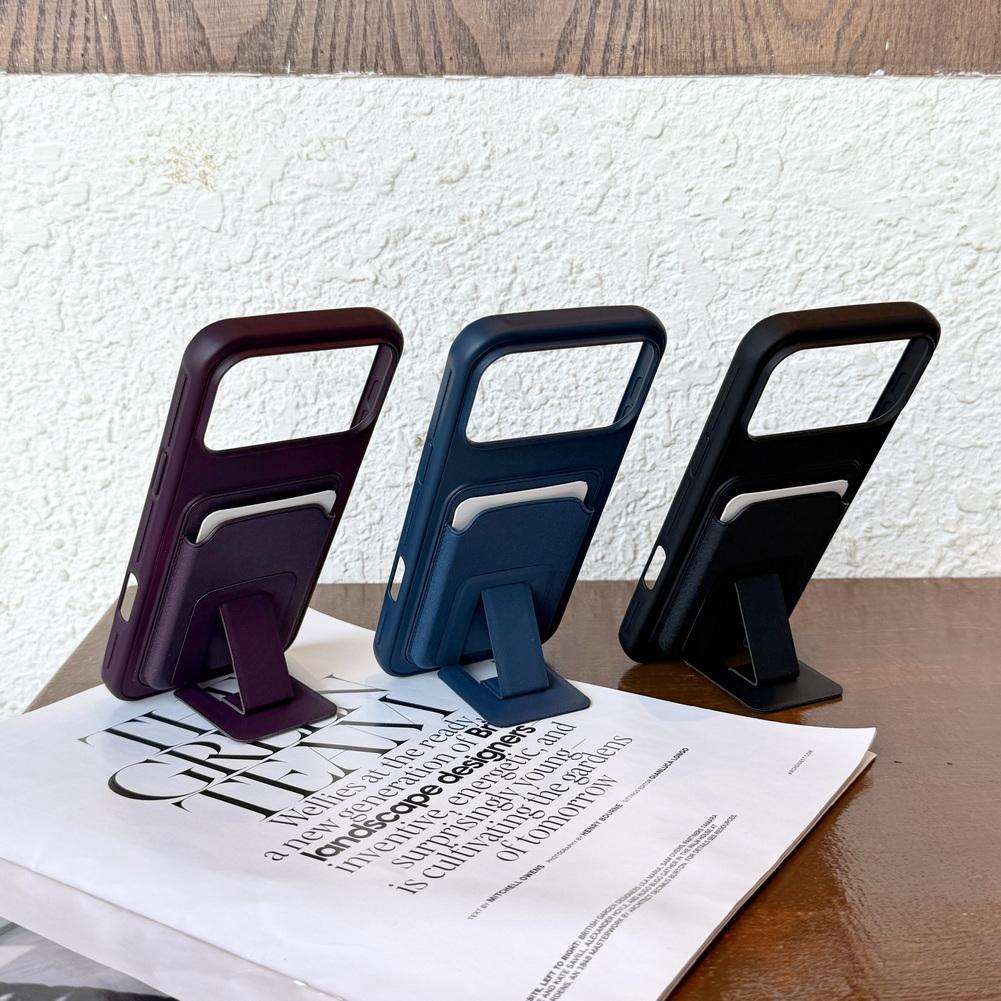 Square Card Holder Stand with 2 Card Slots Phone Case For iPhone 17 Pro Max 17 Pro 17 Air 16 15 + 14 13 Camera Protection Cover