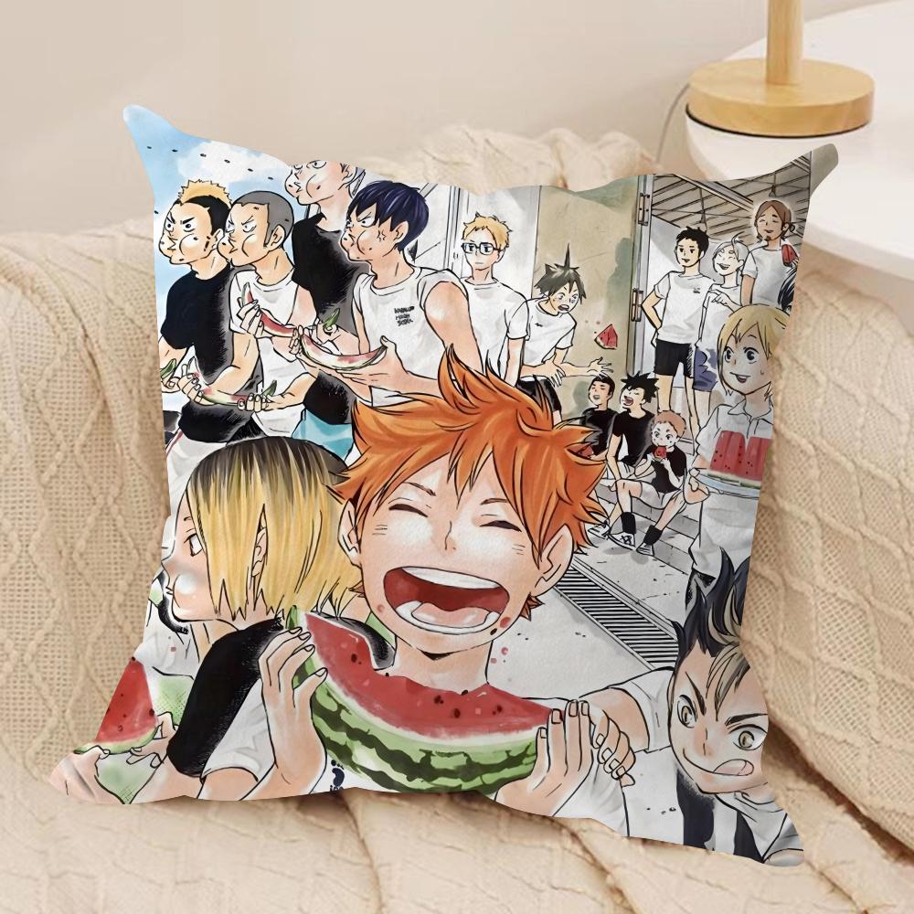 Anime HHaikyuu Cushion Cover Soft Plush Fabric DoubleSided Printed Sofa Cushion Cover for All Seasons Home Decor Gift