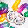 1pc 16inch New Rainbow 0-9 Gradient Number Aluminum Foil Balloons Birthday Celebration Party Decoration Children's Toy Balloon