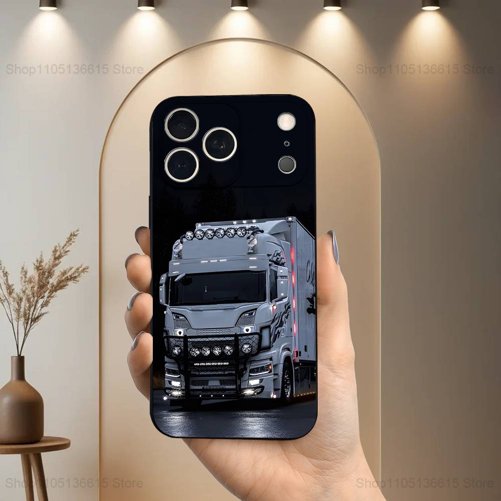 Cool Heavy Truck Art For iPhone 13,16,11,14,17,12,15,Plus,Pro Max,XS,X,XR,SE,Mini,8,7,Phone Case Soft Silicone Black