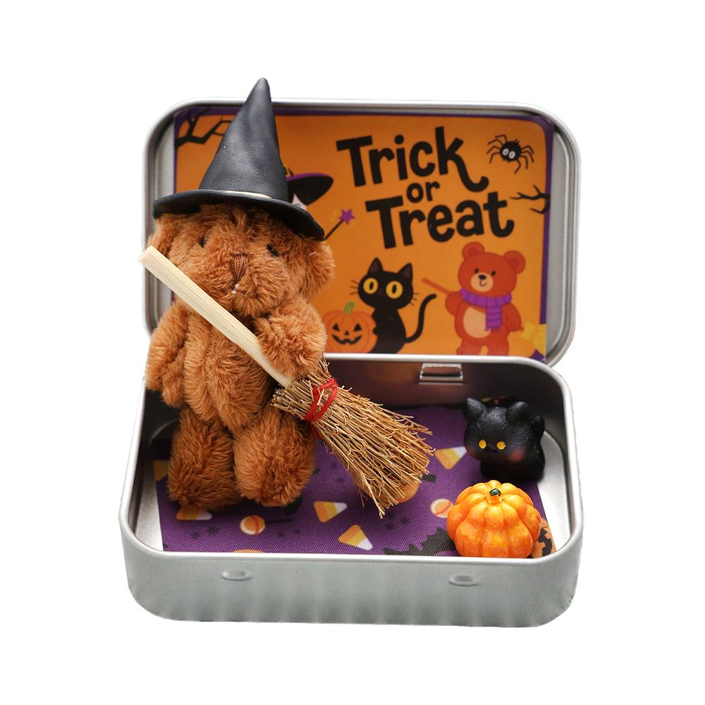 Halloween Teddy Gift Box Halloween Plush Toy Decoration Doll Ornaments, Halloween Gift for Children Gift Supplies