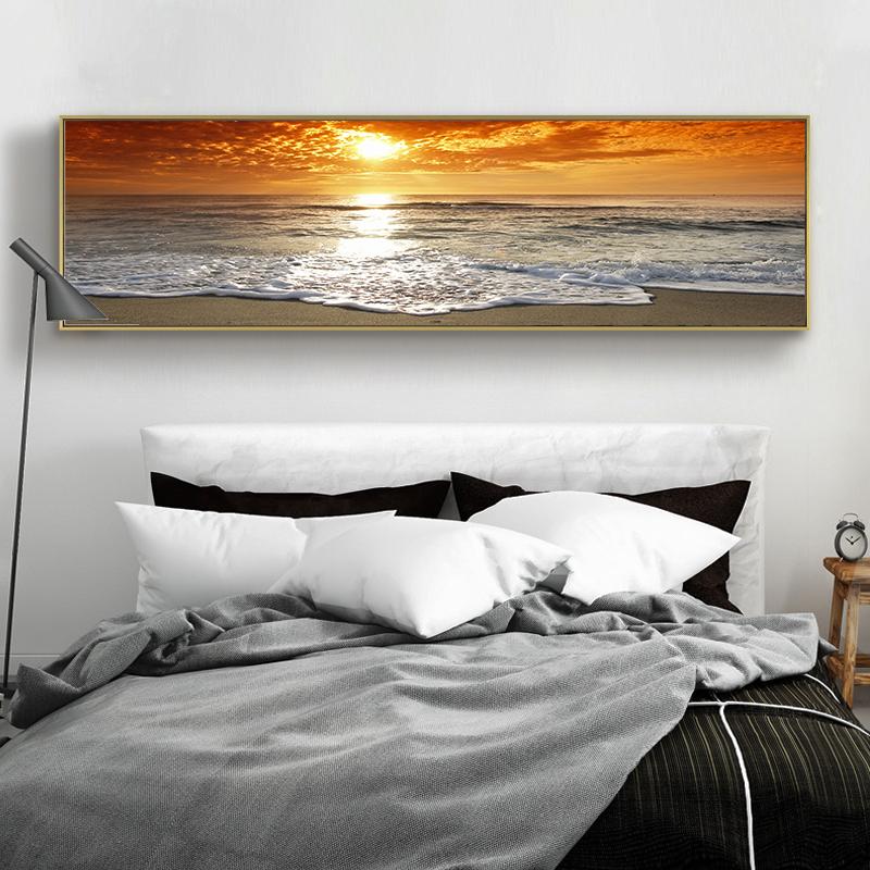 Sunsets Natural Sea Beach Scandinavian Style Landscape Posters and Prints Canvas Painting Wall Art Picture for Living Room