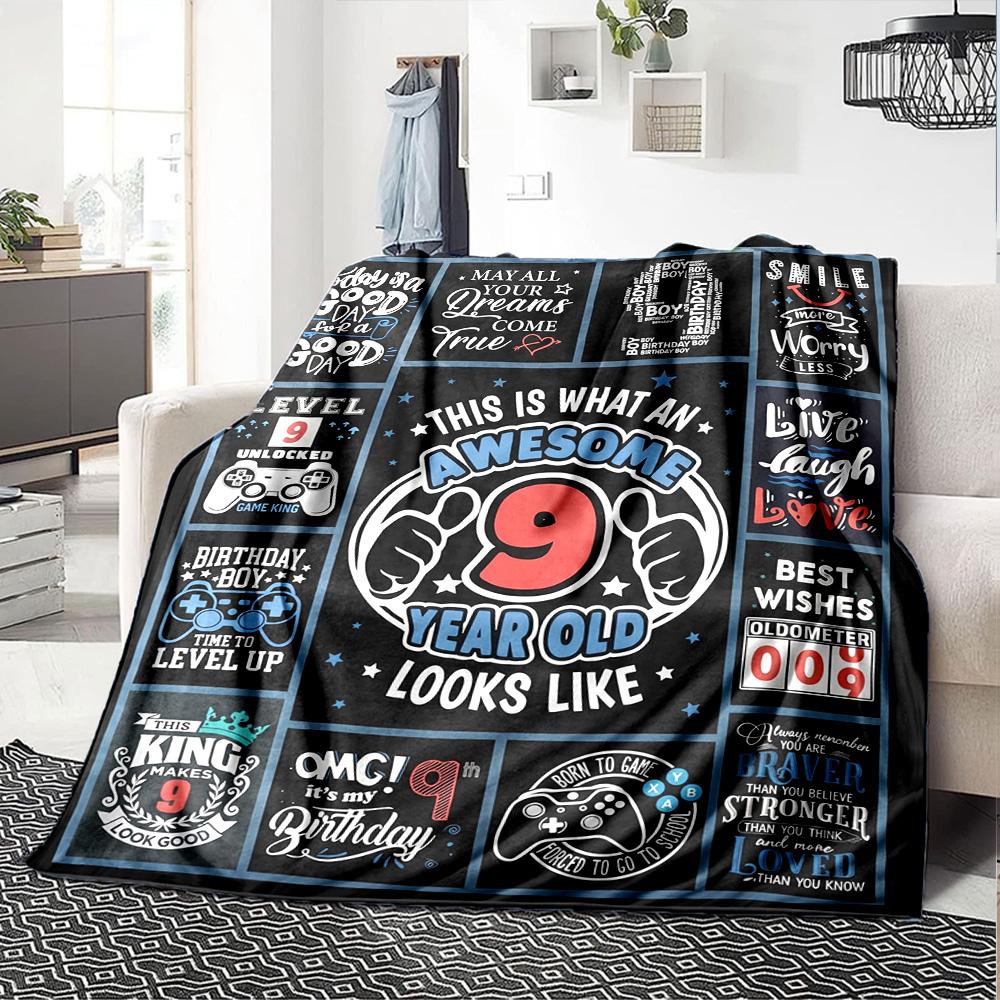 9Th Birthday Celebration Cozy Blanket Warmthful Decor for Sofa Couch Office Bed Picnics All-Season Use Cozy Home Lovers Gifting Relatives Y24