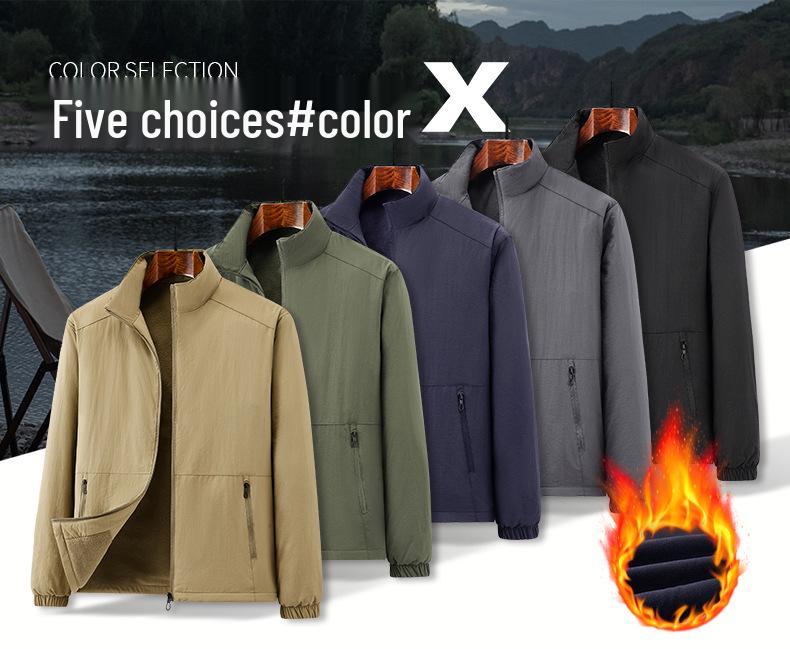 Live Broadcast Versatile Men's Jacket: Stand Collar Coat for Spring, Autumn, Winter - Suitable for Middle-aged and Young Men, Loose Fit.