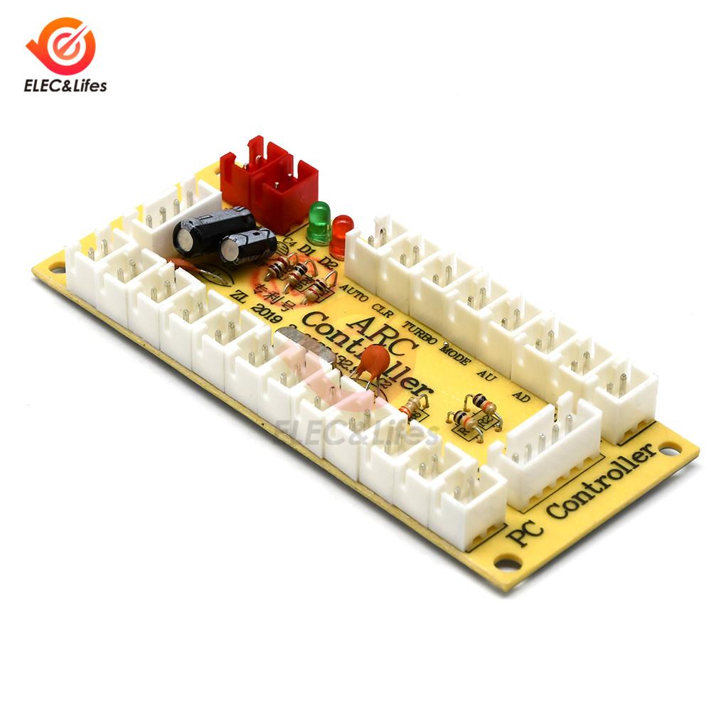 DIY Zero Delay Arcade USB Encoder PC to Joystick Arcade Rocker Circuit Board Control Module for MAME 1Pin with Cable Push Button