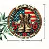 HD Tin Sign Land Of The Free Military Boots Round Metal Wall Art Patriotic US Flag Veteran Decor for Home
