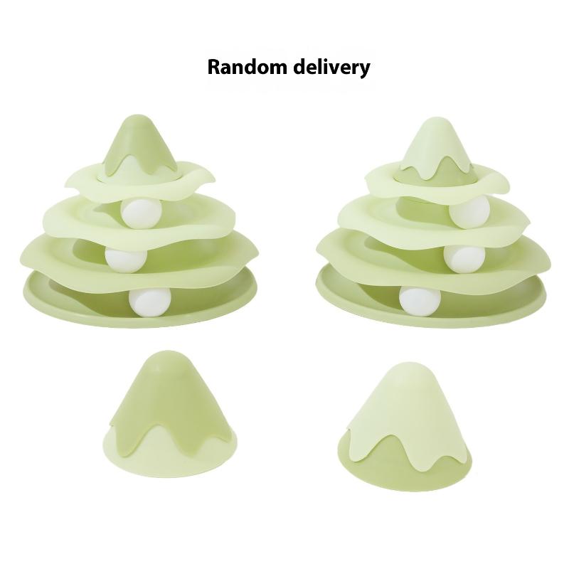 3-stöckiger Katzenspielturm Drehteller Rollkugelspielzeug Interaktives Intelligenz-Trainingsbahn Puzzle Lustige Spiele Zubehör