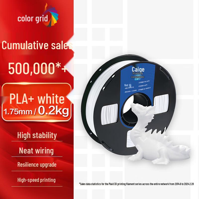 Caige 3D Printer PLA+ Filament 1.75mm CN plug (adapter included)