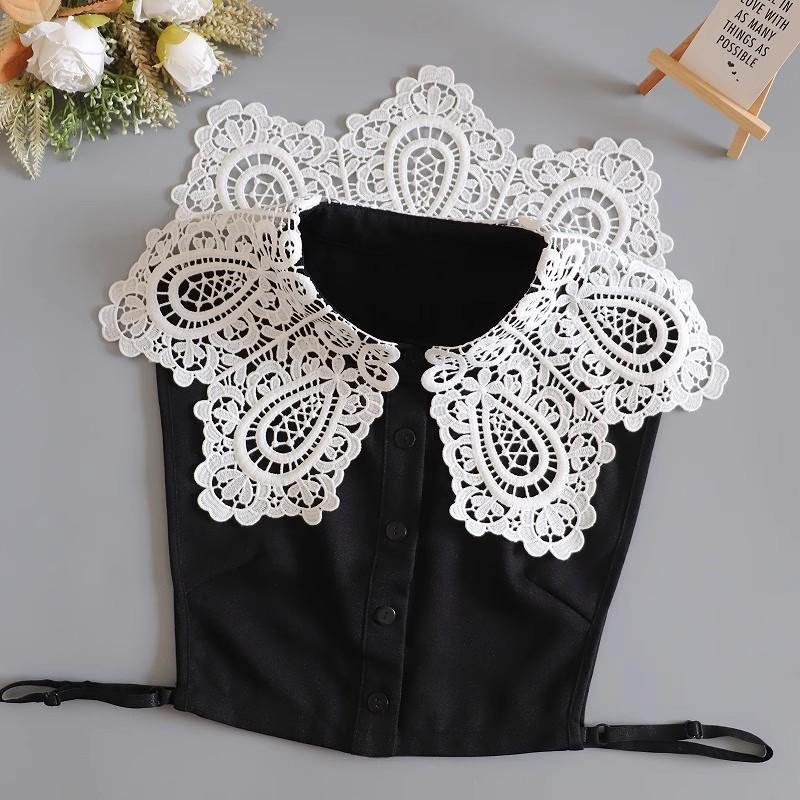 Big Lapel Lace Detachable Collar For Women  New Ladies  False Fake Collar Shirt Removable Nep Blouse Kraagie Faux Col