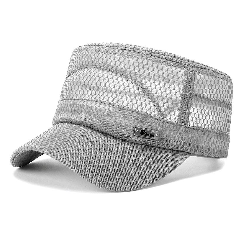

Новый стиль унисекс летняя кепка SP металлические буквы солнцезащитная сетка плоская кепка модная повседневная дышащая шляпа для мужчин и женщин 56cm-60cm серый
