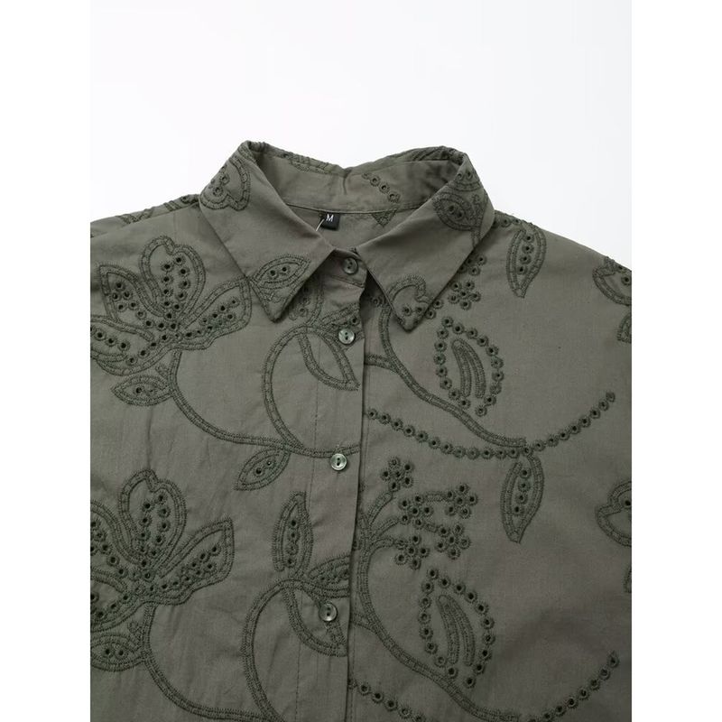 Kaslead New Arrival Women's Clothing Fashion Style Stylish Simple and Versatile Loose Adhesive Embroider Shirt 2492153