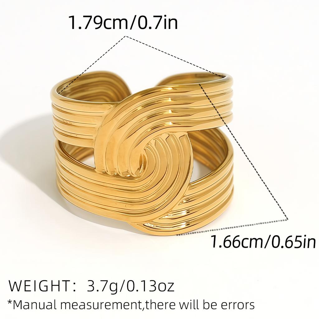 Edelstahl Damenring Unregelmäßiger Streifen Einzigartiges Design Offener Ring Metalltextur Fingerring Ästhetischer Schmuck Damen