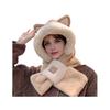 Thermal Elastic Scarf Hat Bear Ear Decor Autumn Winter 2 In 1 Scarf Hat Outdoor Activities Skiing Camping Warm Headwear