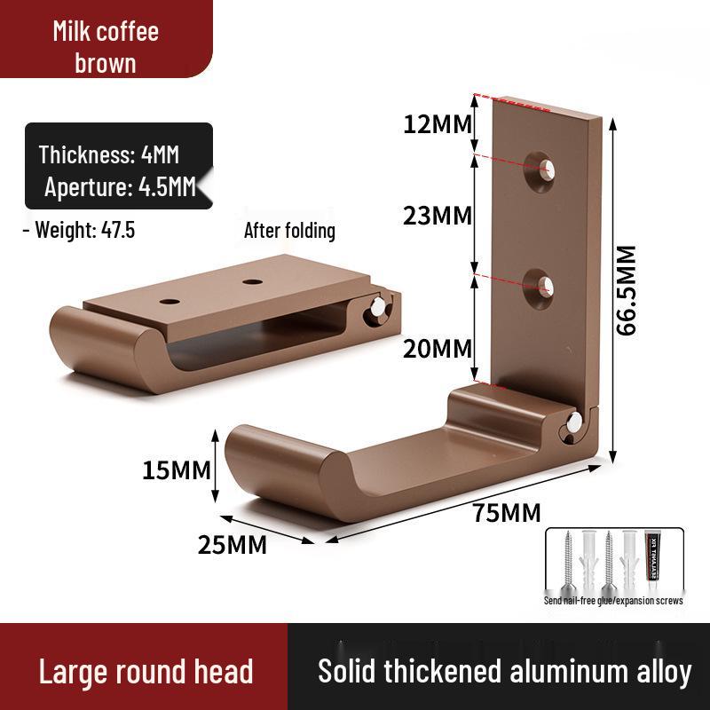 Black Aluminum Alloy Folding Wall-Mounted Coat Hook - Punch-Free, Solid Single Hook