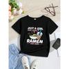 European Sizes Cute And Easy Cartoon Letter Print Short-Sleeve T-Shirt for Girls, Perfect for Summer Wear, Knit