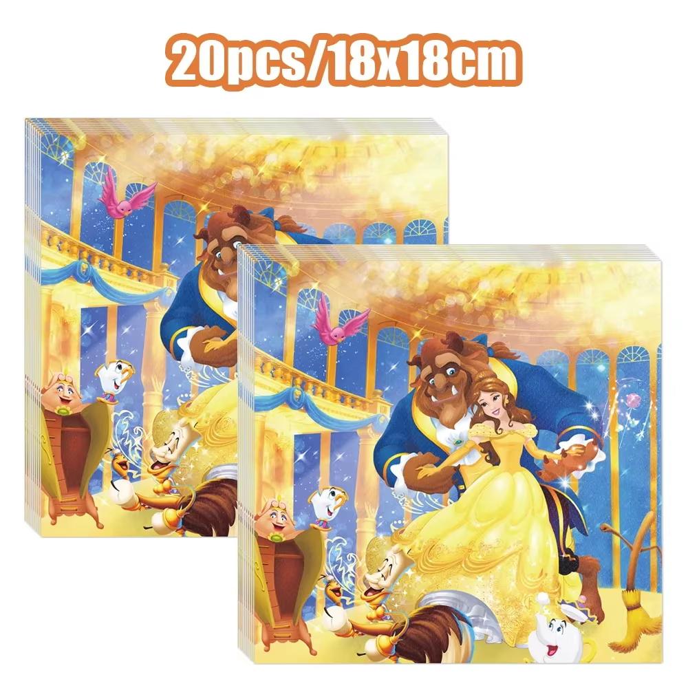 Beauty And The Beast Party Decoration Birthday Backdrop Belle Princess Paper Cup Plate Balloons For Girl Favor Gifts Baby Shower