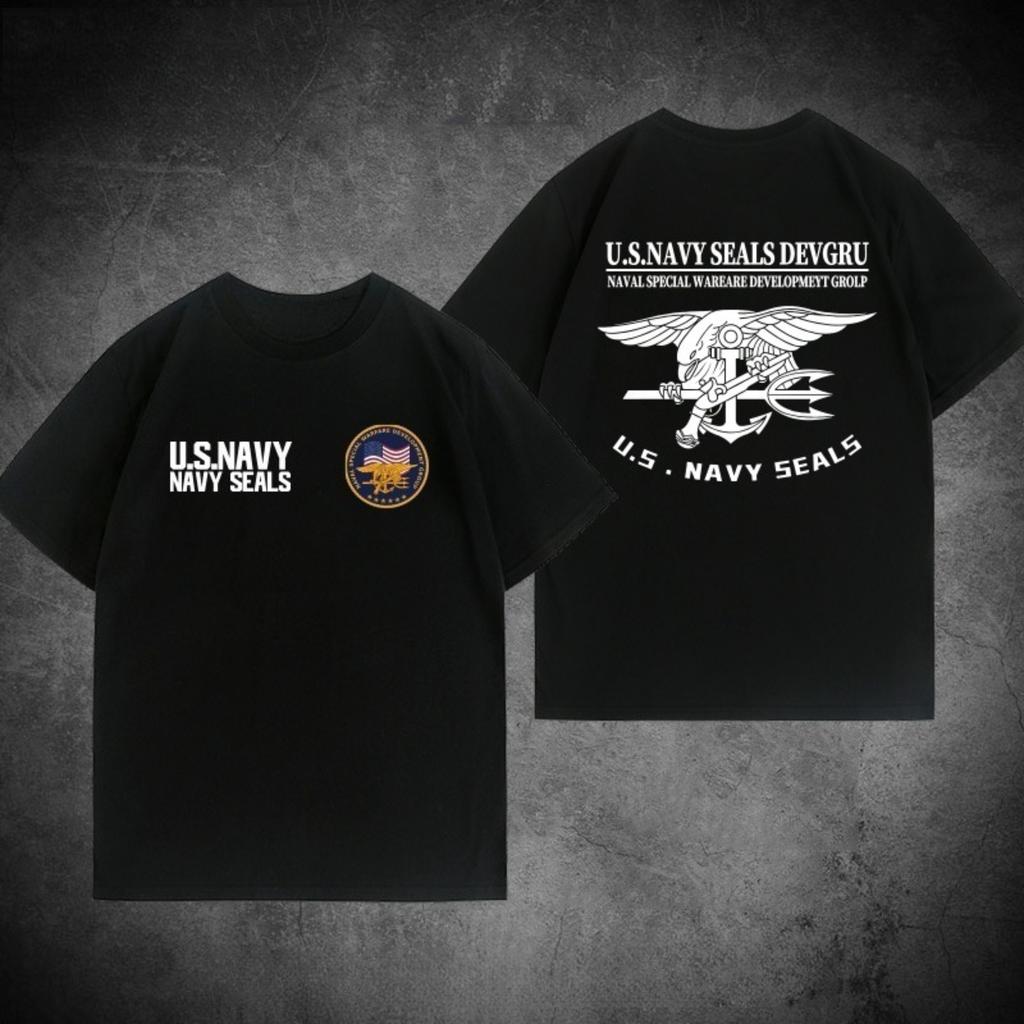 2025 New DEVGRU Special Forces SEAL Team T-shirts  Six Tactical Army Fan Tough Guy Printed Pure Cotton T-shirt Round Neck Loose