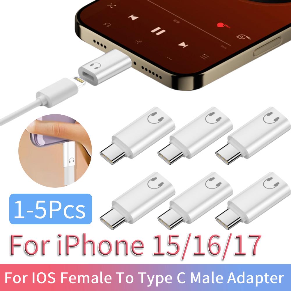 1-5Pcs For IOS Female To Type C Male Adapter USB C To IOS Adapter Connector Headphone Adapter for iPhone 15/16/17 Accessories