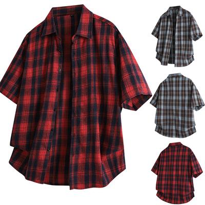 Men's Summer Short Sleeve Cotton Shirt Casual Button Shirt Tops