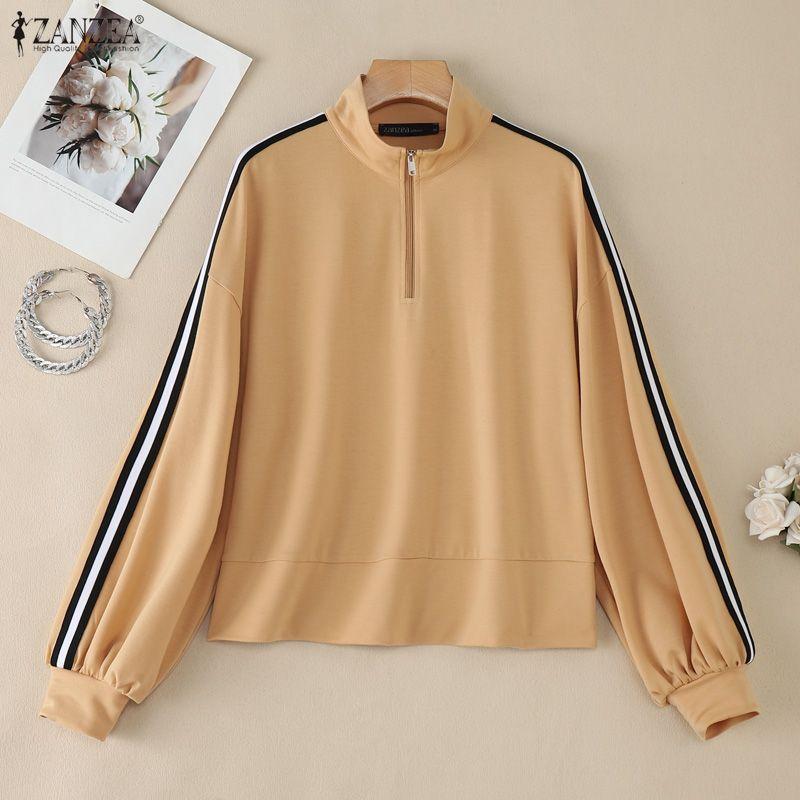 ZANZEA Women Casual Stand Collar Long Sleeve Blouse