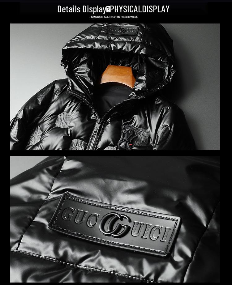 2023 European Trendy Men's Glossy Hooded Down Jacket - Warm White Duck Down, Plus Size