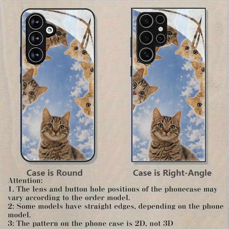 Gehärtetes Glas Handyhülle für Samsung Für Galaxy S26, S21, S22, S23, S24, S25, FE, Ultra und Plus Serie — Süßes Kätzchen Design