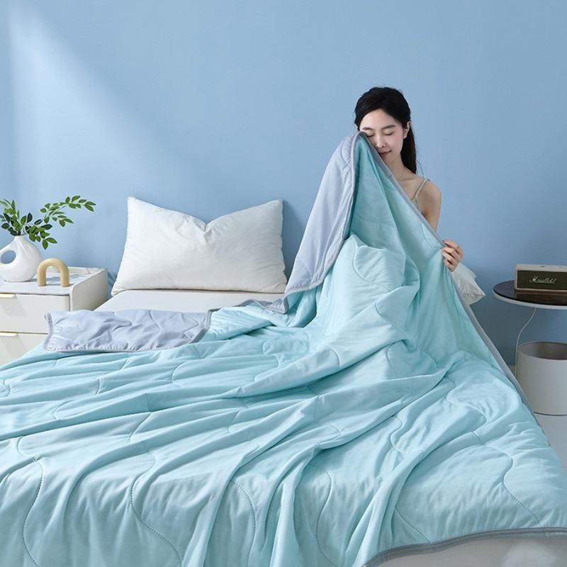 new solid color simple cool silk summer cool quilt single double air conditioner quilt summer air conditioner thin quilt