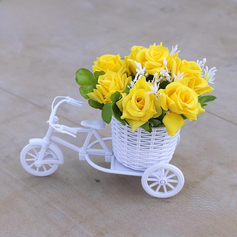 ოთახის ხელოვნური ყვავილების ნაკრები: პატარა ქოთნის ორნამენტები სახლისა და მანქანის დეკორაციისთვის