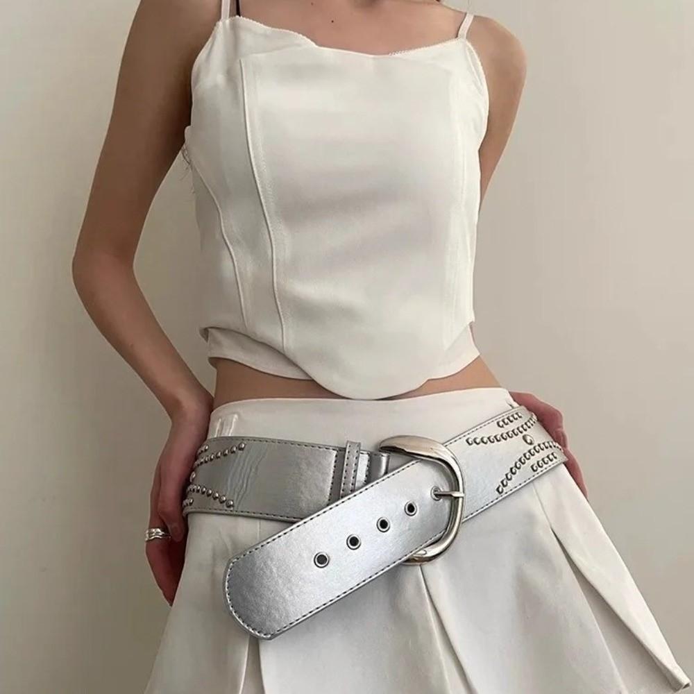 PU Leather Rivet Decoration Belt Personalized Waist Belt Fashion Waist Strap  Women