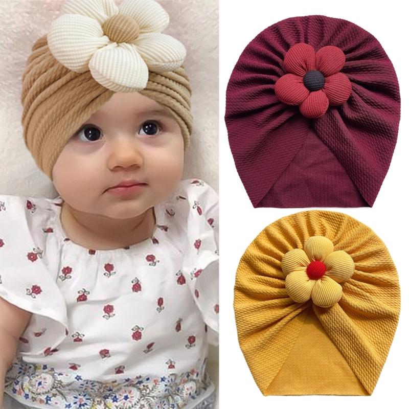 Nursery Hospital Turban Hat for 0-2 Years Baby Girls Infants Baby Beanie Cap Headwrap with Big Flower Soft Bonnet Cap