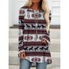 Round Neck 3D Ethnic Style Printed Top Fashionable Casual Long Sleeved Women's T-shirts