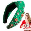 Headband Ribbon For Women Gingerbread Man Christmas Holiday Hair Band Christmas Holiday Costume Rhinestone Hair Band For Girls
