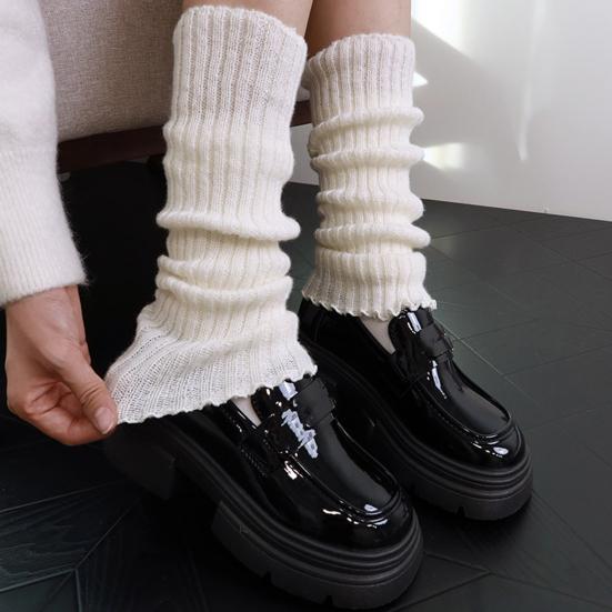 Yousheng Scalloped White Leg Warmers Women Cute Ruffle Leg Sleeves Knitted Scrunch Leg Warmers Calf Sleeves Shoe Cuff Covers for Girls Street Wear
