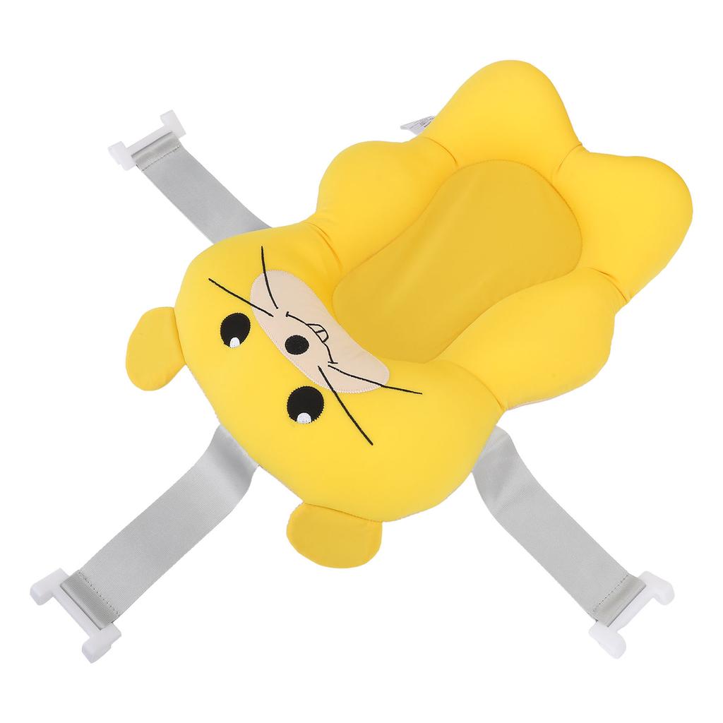 Baby Bath Tub Pad Cartoon Animal Shaped Adjust Strap Soft Pillow Sink Bath Cushion Yellow