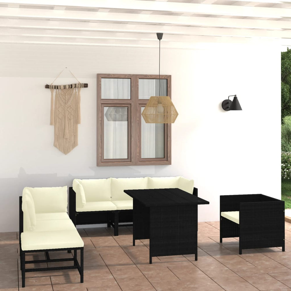 Salon de jardin 8 pcs avec coussins Résine tressée