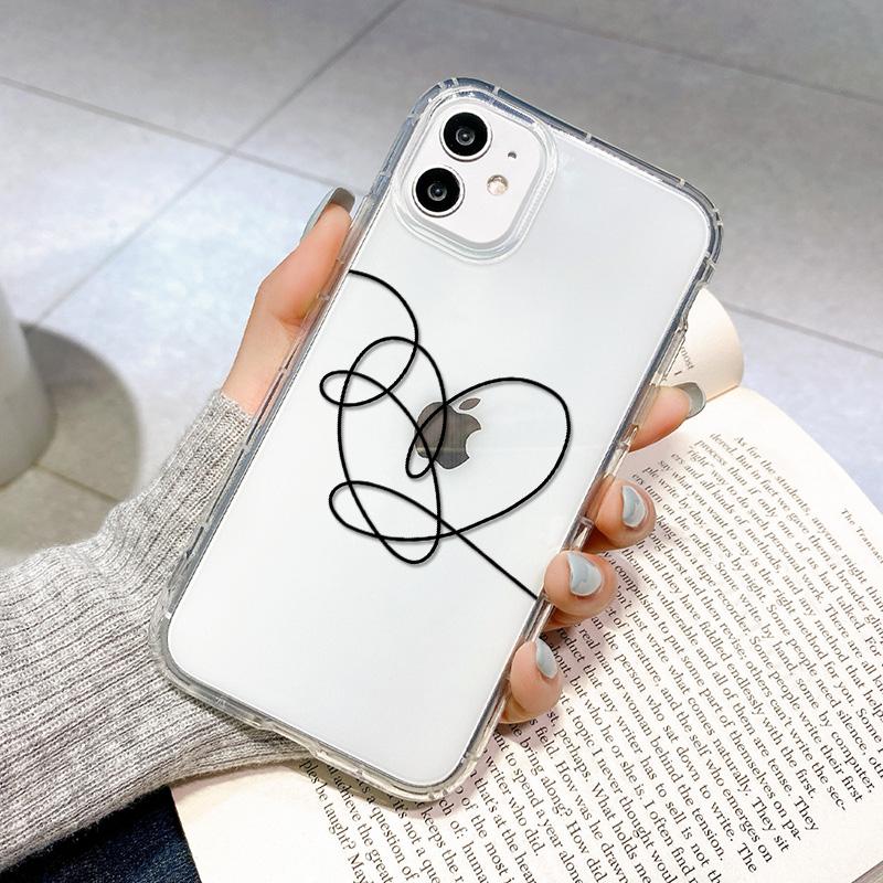 For iPhone 15 16 Pro Max Case For iPhone 11 13 14 Pro Max 13 12 Mini 7 8 XR XS X SE 3 Abstract Line Face Aesthetic Phone Cover